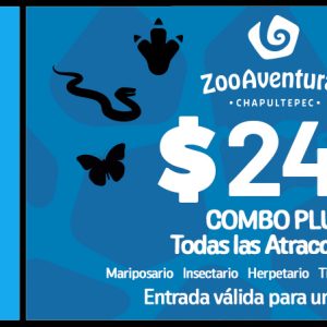 Entrada Chapultepec<BR>Combo Plus (Mariposario + Insectario + Herpetario + Tiburones + Dinosaurium)
